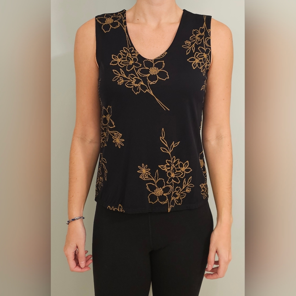 Rena Rowan Sleeveless Top. Size M Black & Tan